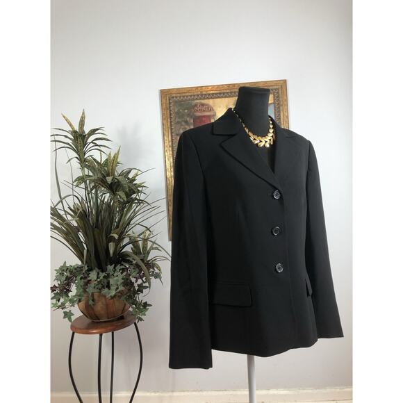 Kasper Womens Suit Jacket Size 10 Black 3 Buttons Whimsigoth Career Preppy Fairy - Picture 2 of 9